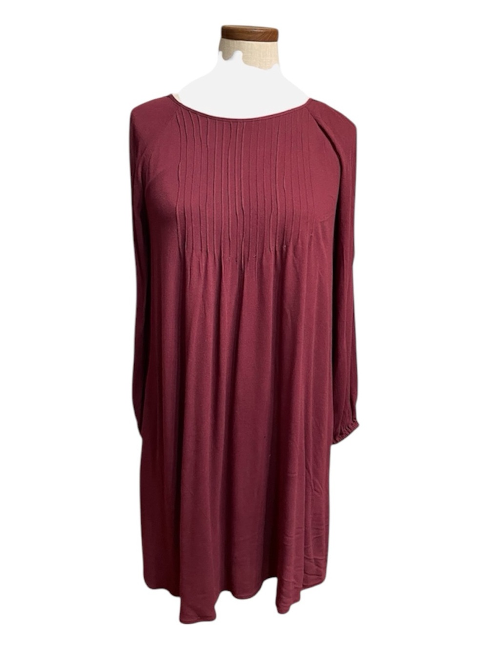 •Old Navy Shift Dress Burgundy Pintuck Cold Shoulder Long Sleeve Women's